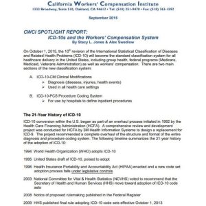 ICD-10s And The WC System (Spotlight Report, published 09/15) [PDF]