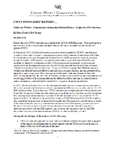 California WC IMR: 1st Quarter 2015 Outcomes (07/15) [PDF]